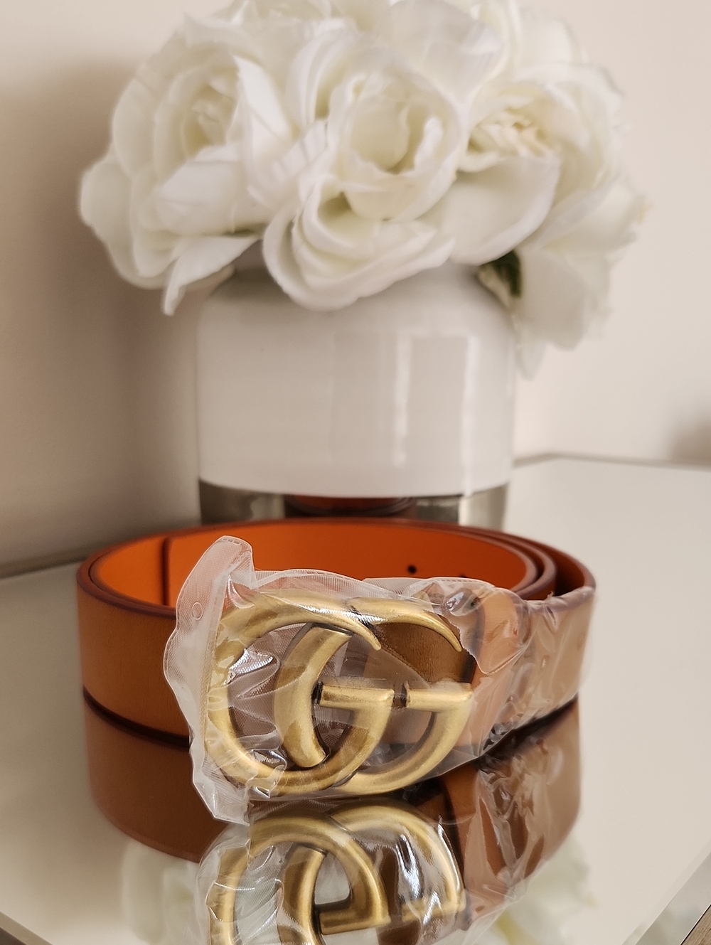 Leather Belt with Gold Hardware